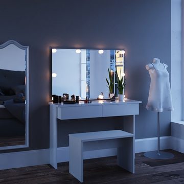 Vicco Schminktisch Azur, Weiß, 120 cm mit LED Beleuchtung und Bank
