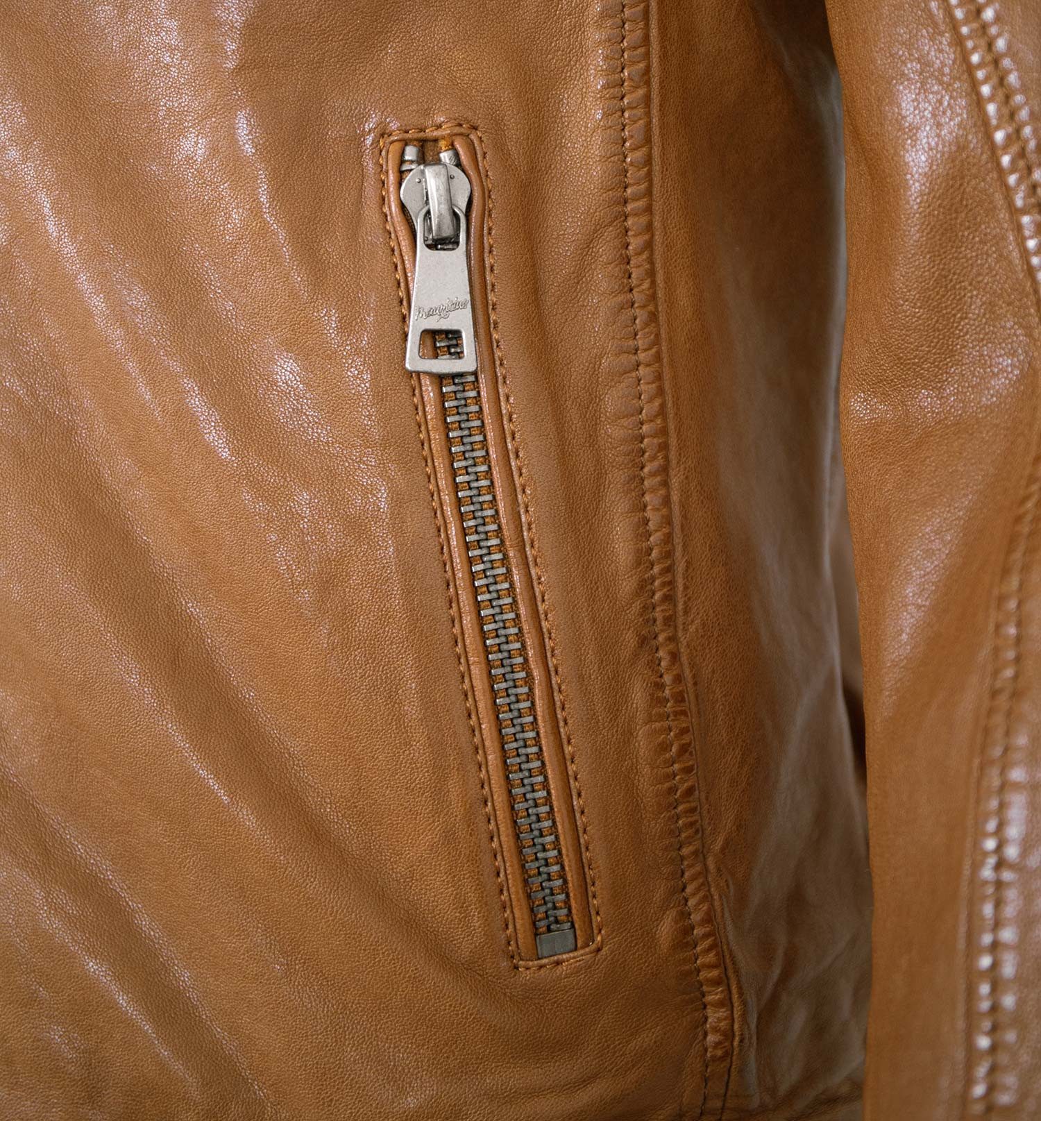 Mauritius Lederjacke MMThalas Mauritius - Herren Lederjacke Bikerjacke Lammnappa caramel