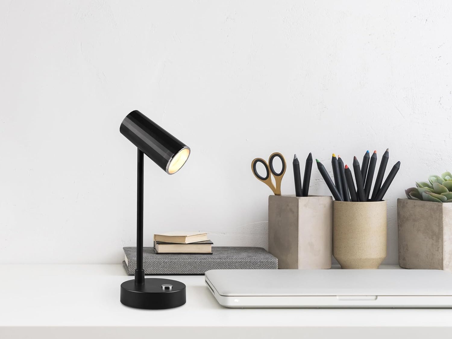 lightling LED Tischleuchte Lendi, LED fest integriert, Tageslichtweiß, Lichtfarbe einstellbar, Akkubetrieb, Sensordimmer, USB-C