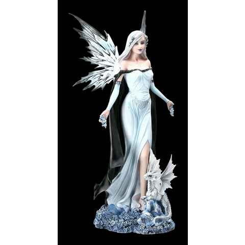 Figuren Shop GmbH Fantasy-Figur Elfen Figur - Winterkönigin mit Drache Fantasy Dekofigur