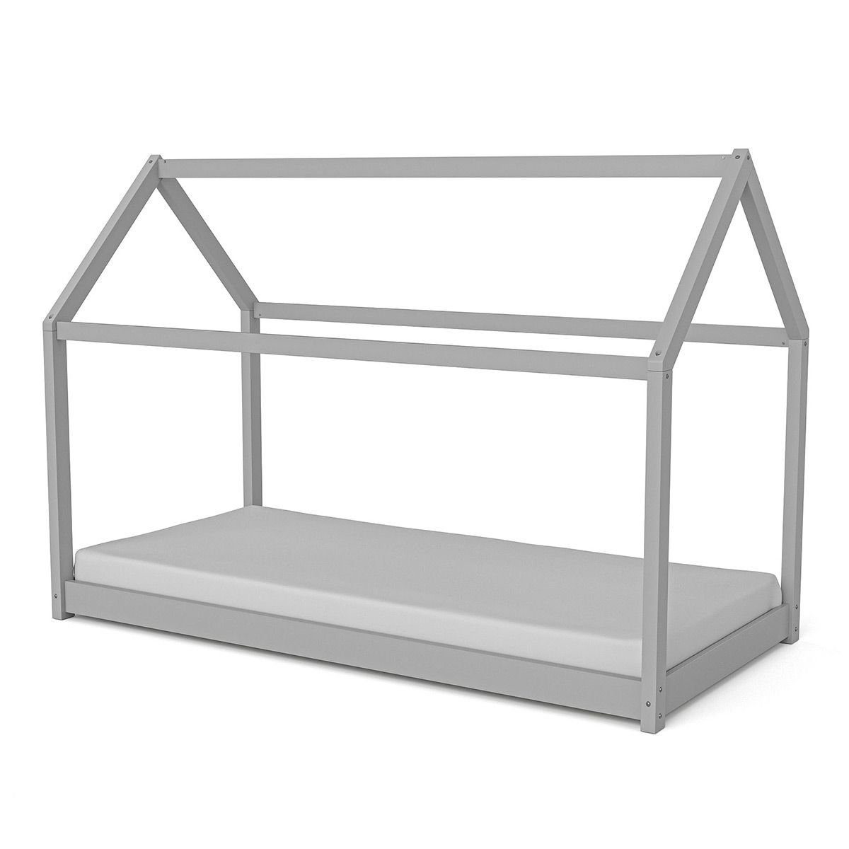 Spielbett ArtKid Haley Grau Montessori Hausbett Bodenbett 90x200, inkl.