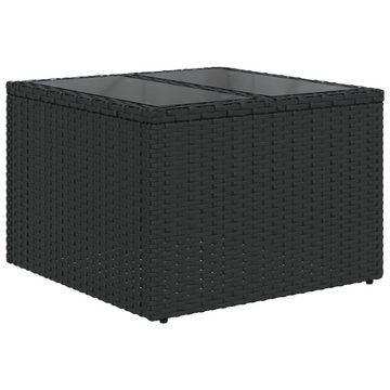 vidaXL Gartentisch Gartentisch mit Glasplatte Schwarz 55x55x37 cm Poly Rattan