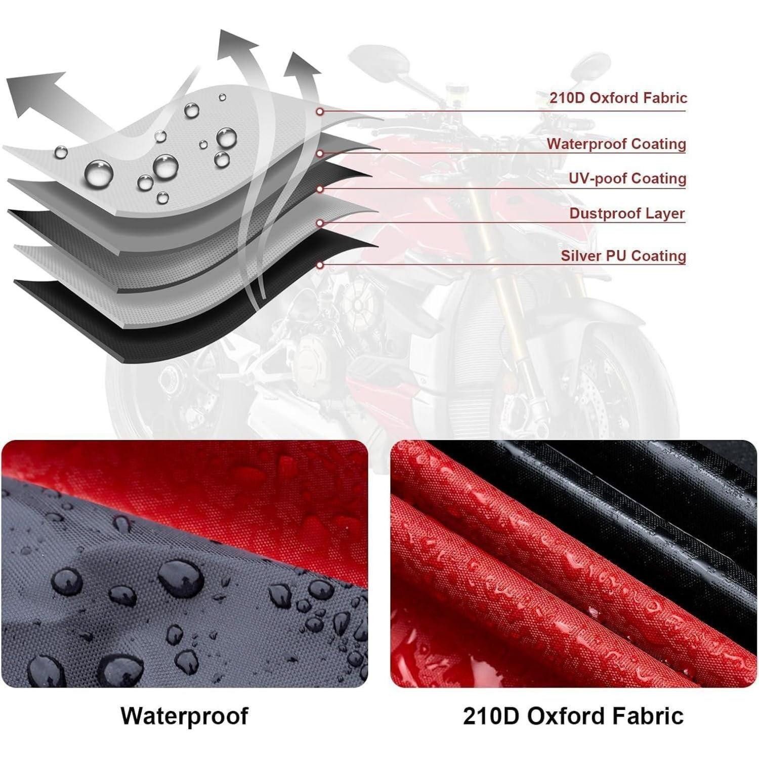 LuxusKollektion Schutzplane Motorrad Abdeckplane wasserdicht winterfest 210D 220 * 95 * 110cm – Bild 3 von 5