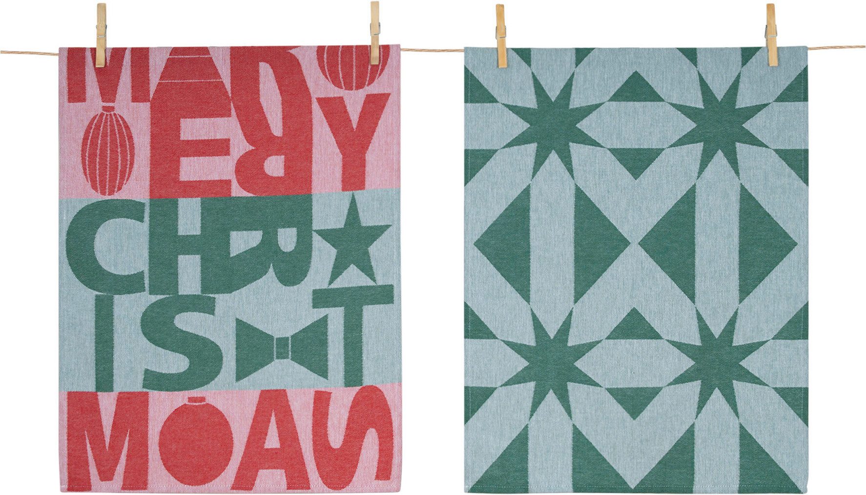 PAD Geschirrtuch MERRY CHRIST, Weihnachtlicher Schriftzug, ideal für festliche Tischdekorationen