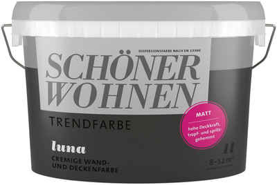 SCHÖNER WOHNEN FARBE Wand- und Deckenfarbe TRENDFARBE, 1 Liter, Luna, hochdeckende Wandfarbe - für Allergiker geeignet