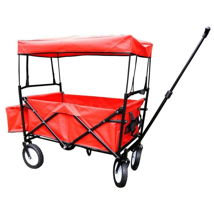 BIECO Spielzeug-Gartenset 22000116 Klappbarer Bollerwagen mit Regenschutz