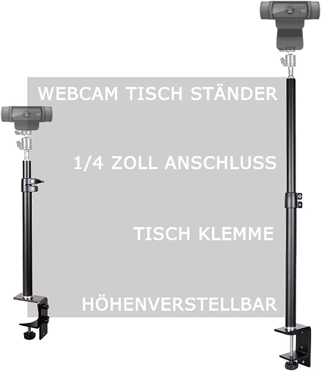 TronicXL Tisch Klemmstativ Halterung Webcam Ständer Halterung zb für  Logitech Klemmstativ