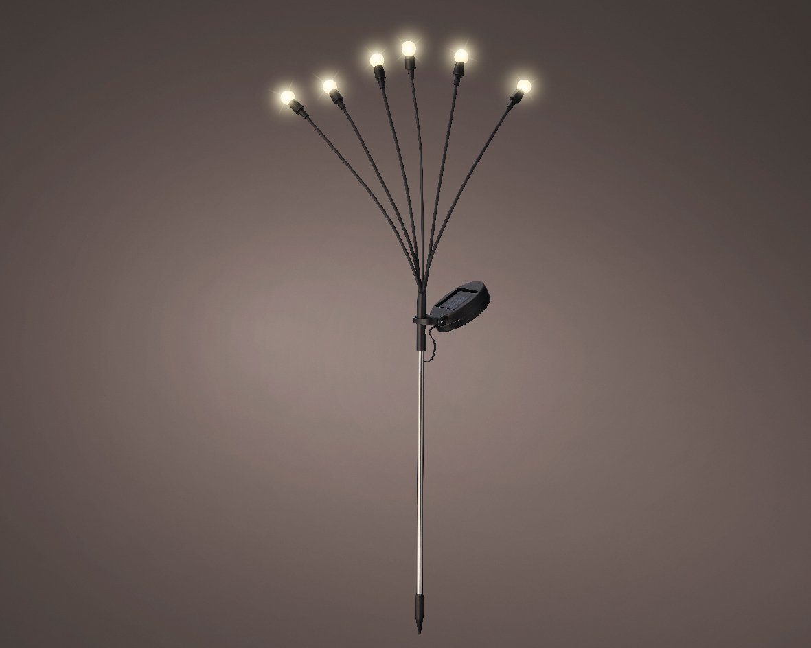 Lumineo LED Solarleuchte, warmweiß, Solar Stabbeleuchte 6 LEDs Outdoor Plastik 70cm 6h Betrieb Warmweiß