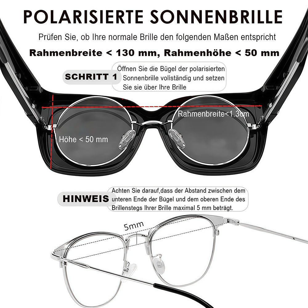 AFKSMILE Sonnenbrille UV400 Sonnenschutz Übersonnenbrille, Herren & Damen Polarisiert Übergröße Überzieh Sonnenbrille für Brillenträger, TAC-Gläser