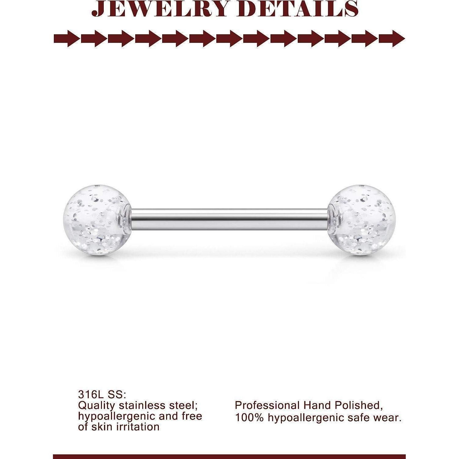 vcmart Piercing-Set 24stk Zungenpiercing Set 14G Chirurgenstahl Piercing Zunge Tongue – Bild 3 von 5