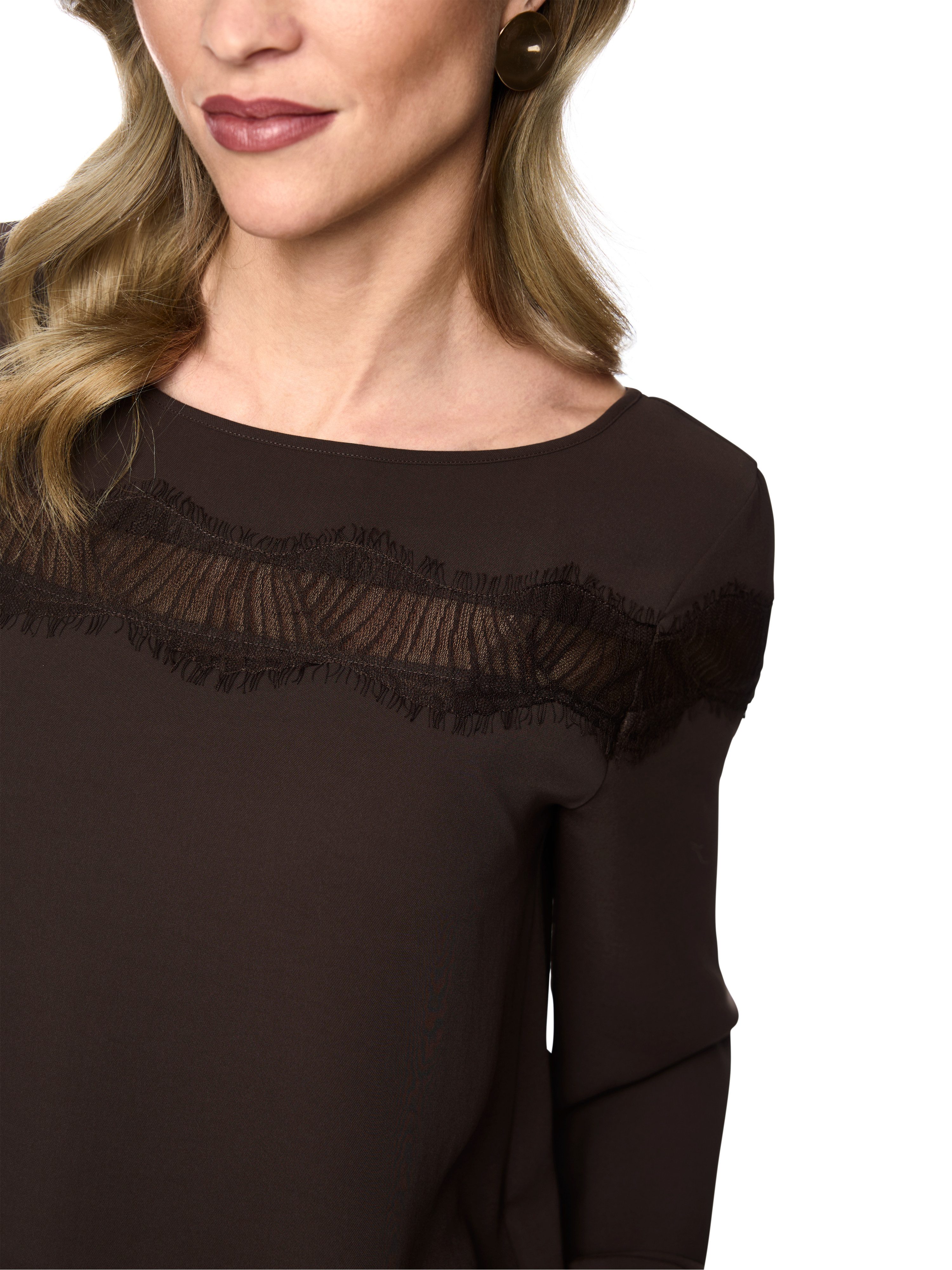 Marc Cain Langarmbluse Fading Flowers Premium Damenmode mit Spitze, elegant