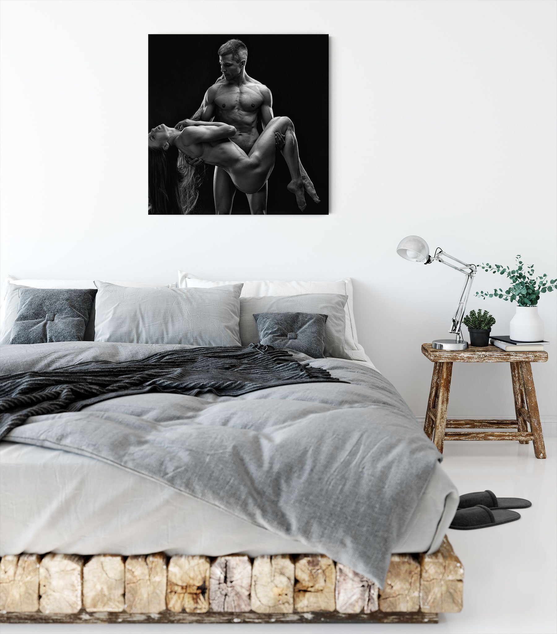 Pixxprint Leinwandbild Nude sexy Paar Kunst B&W, Nude sexy Paar Kunst B&W (1 St), Leinwandbild fertig bespannt, inkl. Zackenaufhänger