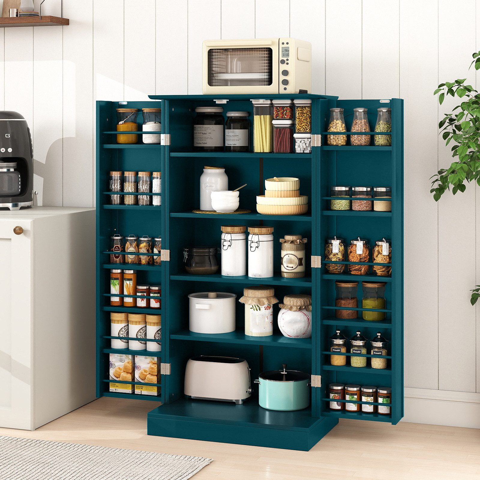 COSTWAY Küchenbuffet Küchenschrank Vorratsschrank mit verstellbarer Ablage, 60x40x120cm