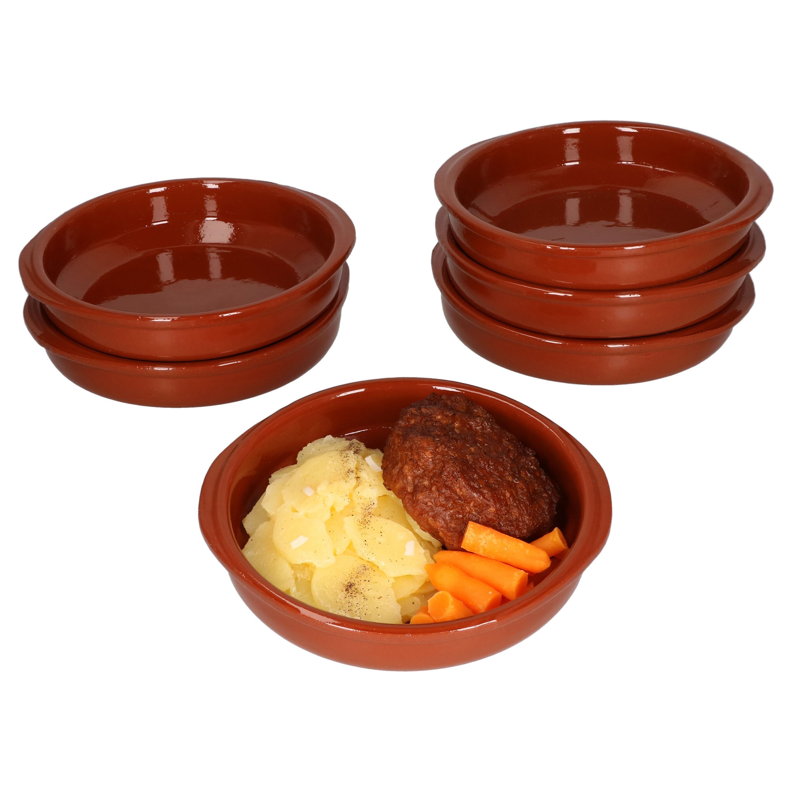 MamboCat Tapas-Schale 6er Set Cazuela Bernd M Ø 16cm Tonschalen mit Griffen, Ton