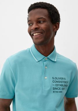 s.Oliver Kurzarmshirt Poloshirt mit Piquéstruktur Artwork, Blende