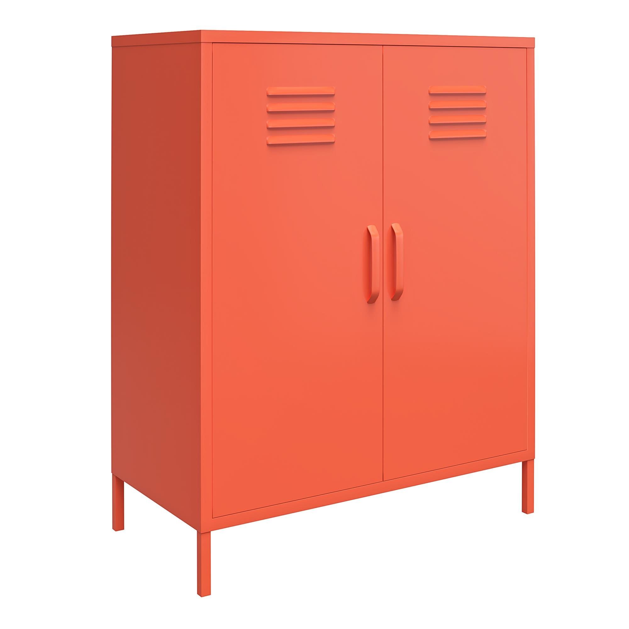 [Sieht elegant aus] loft24 Mehrzweckschrank Cache Metall, 2 orange cm 101,5 Türen, Spind Schrank, Höhe