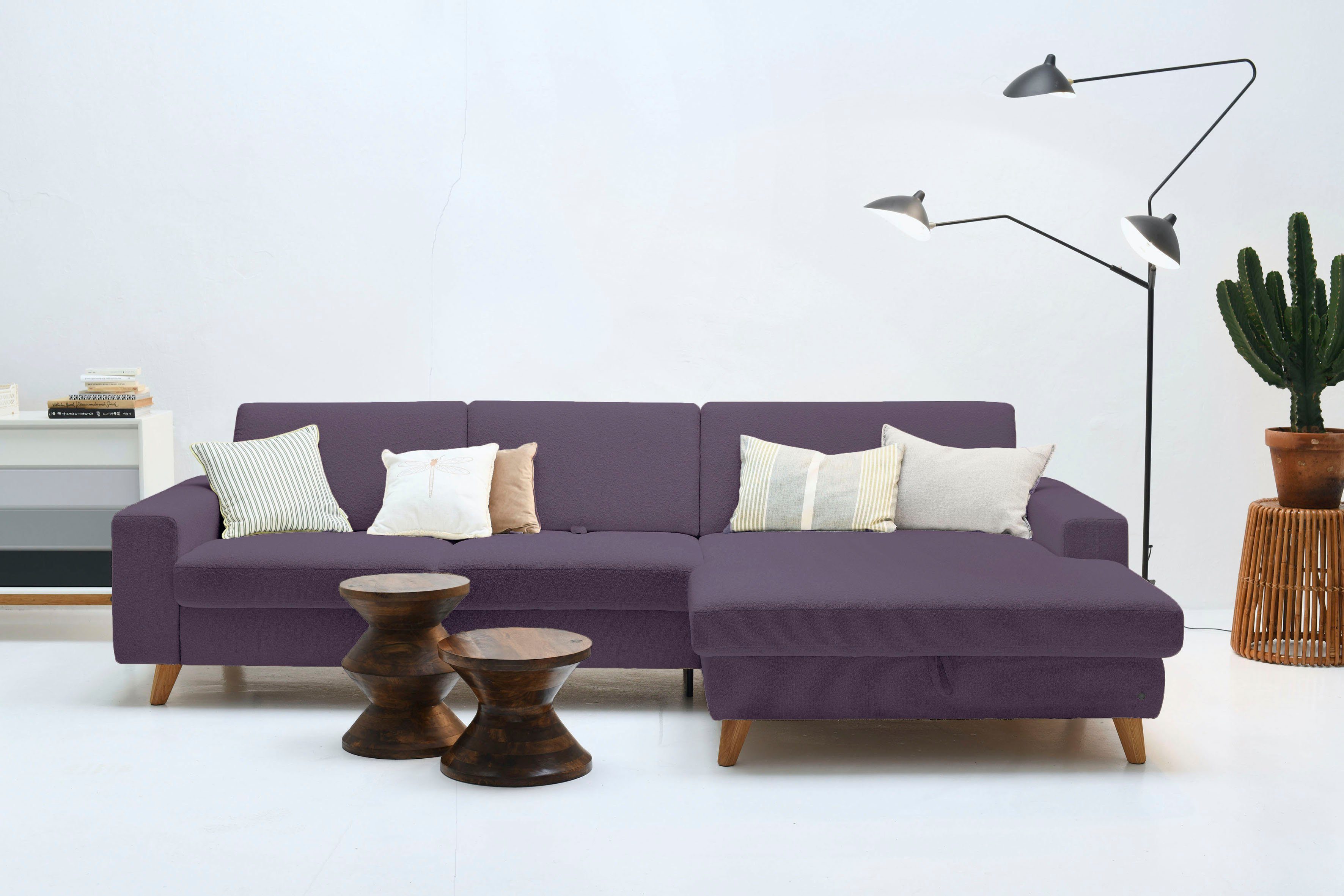 TOM TAILOR HOME Ecksofa Nordic Shift Pure, wahlweise mit Bettfunktion und Bettkasten amethyst SCO 18