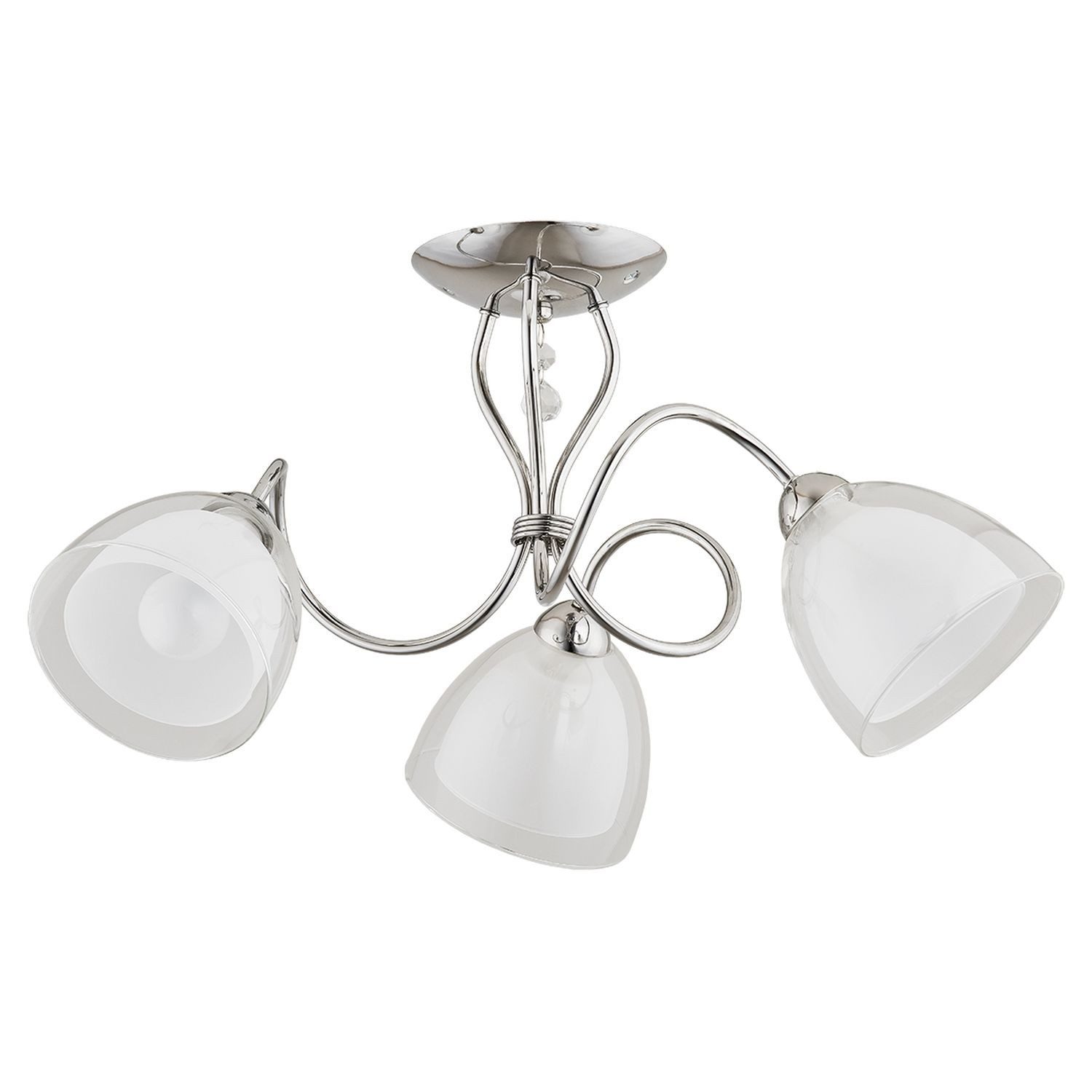 Licht-Erlebnisse Deckenleuchte ARITO, ohne Leuchtmittel, Glas Metall E14 B: 53 cm Chrom Weiß 3-flammig Vintage Deckenlampe