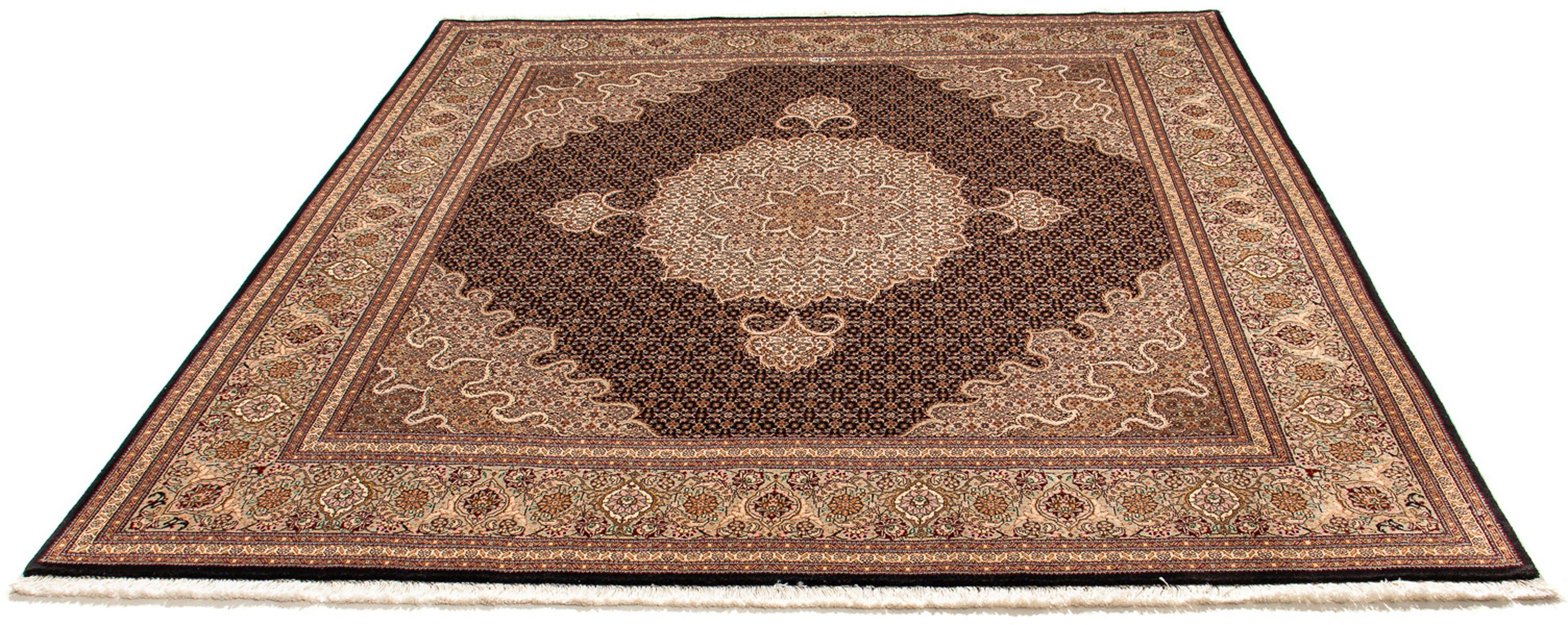 Orientteppich Perser - Täbriz quadratisch - 210 x 200 cm - hellbraun, morgenland, quadratisch, Höhe: 10 mm, Wohnzimmer, Handgeknüpft, Einzelstück mit Zertifikat