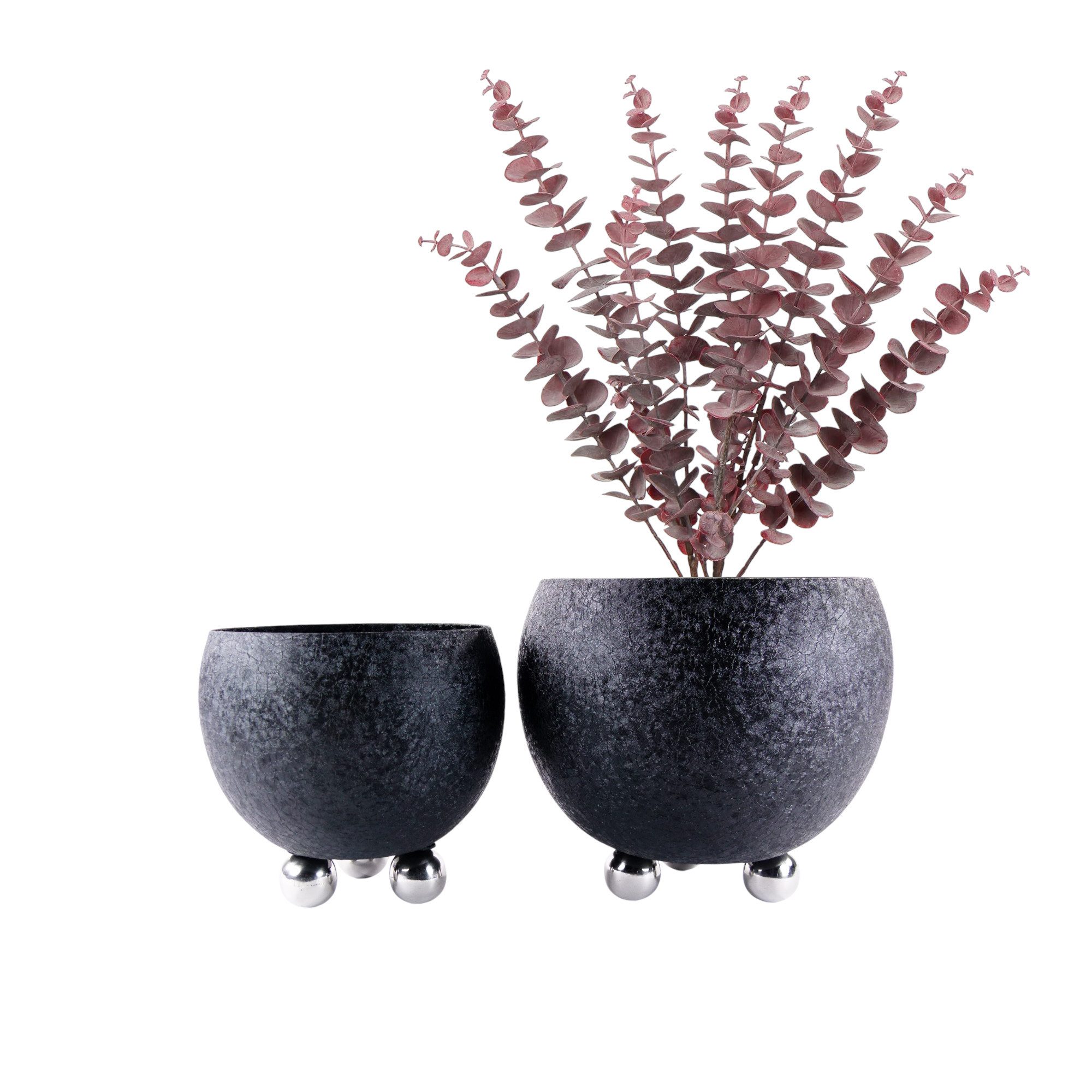 Pflanzkübel Blumentopf Pflanzentopf Kübel in Schwarz mit Edelstahlfüßen 4 Größen