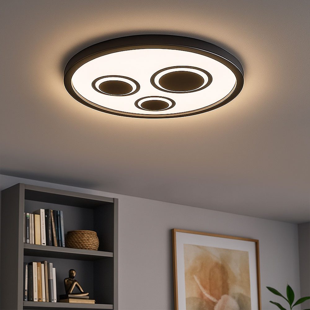 Briloner Leuchten LED Deckenleuchte, LED-Leuchtmittel fest verbaut, Warmweiß, Deckenlampe Deckenleuchte LED Backlight Wohnzimmerlampe schwarz 42,3cm