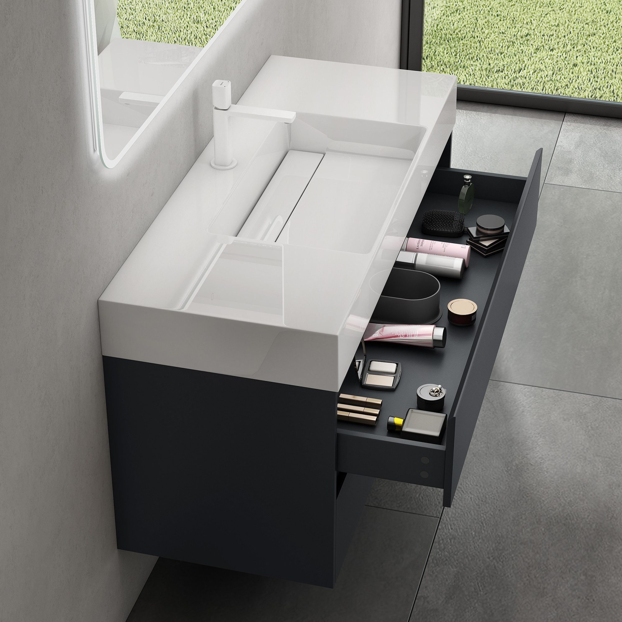 doporro Badmöbel-Set Badezimmermöbel Badezimmer Waschbecken Waschtisch Deep