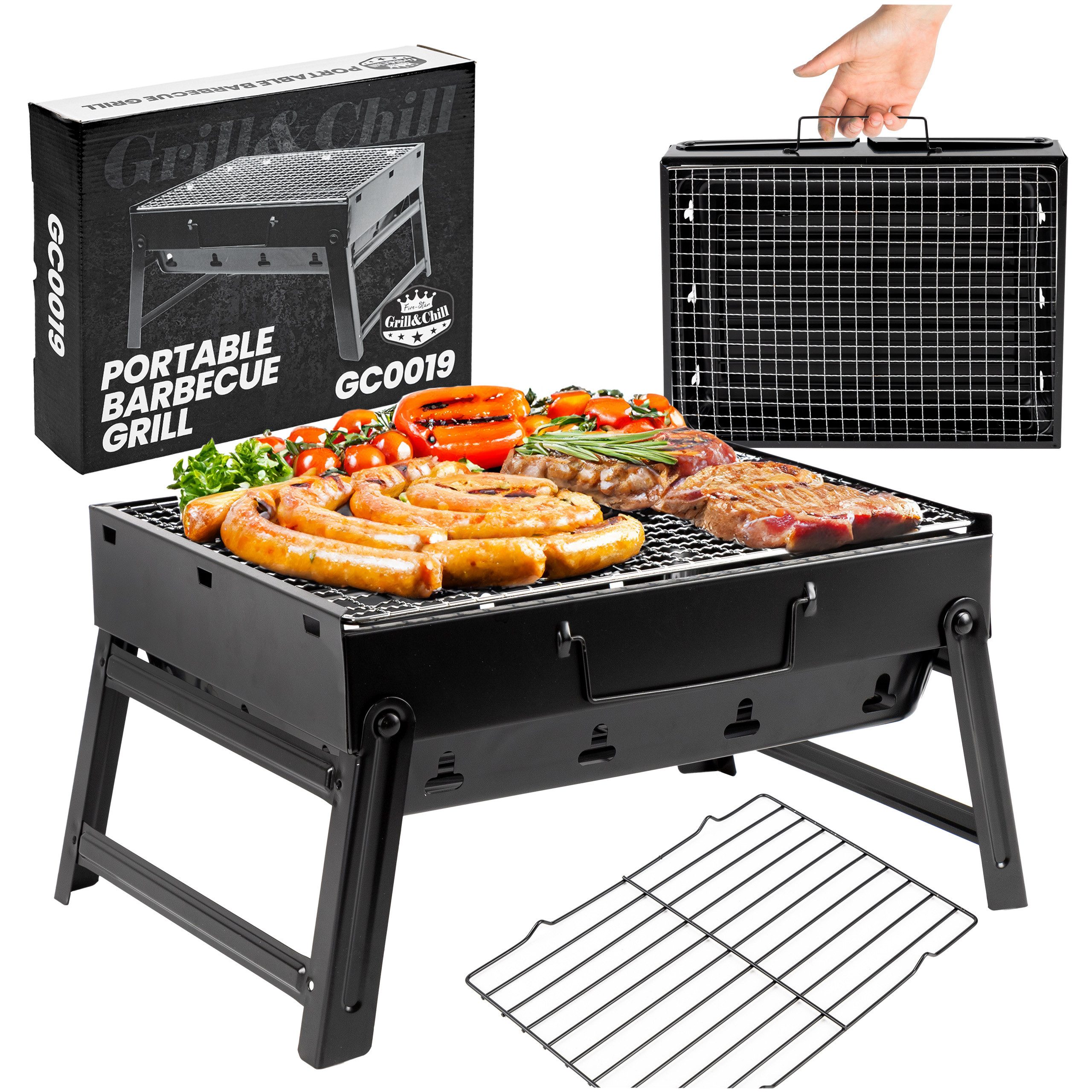 Holzkohlegrill RAGBARER KLAPPGRILL – KOFFERGRILL FÜR CAMPING & OUTDOOR
