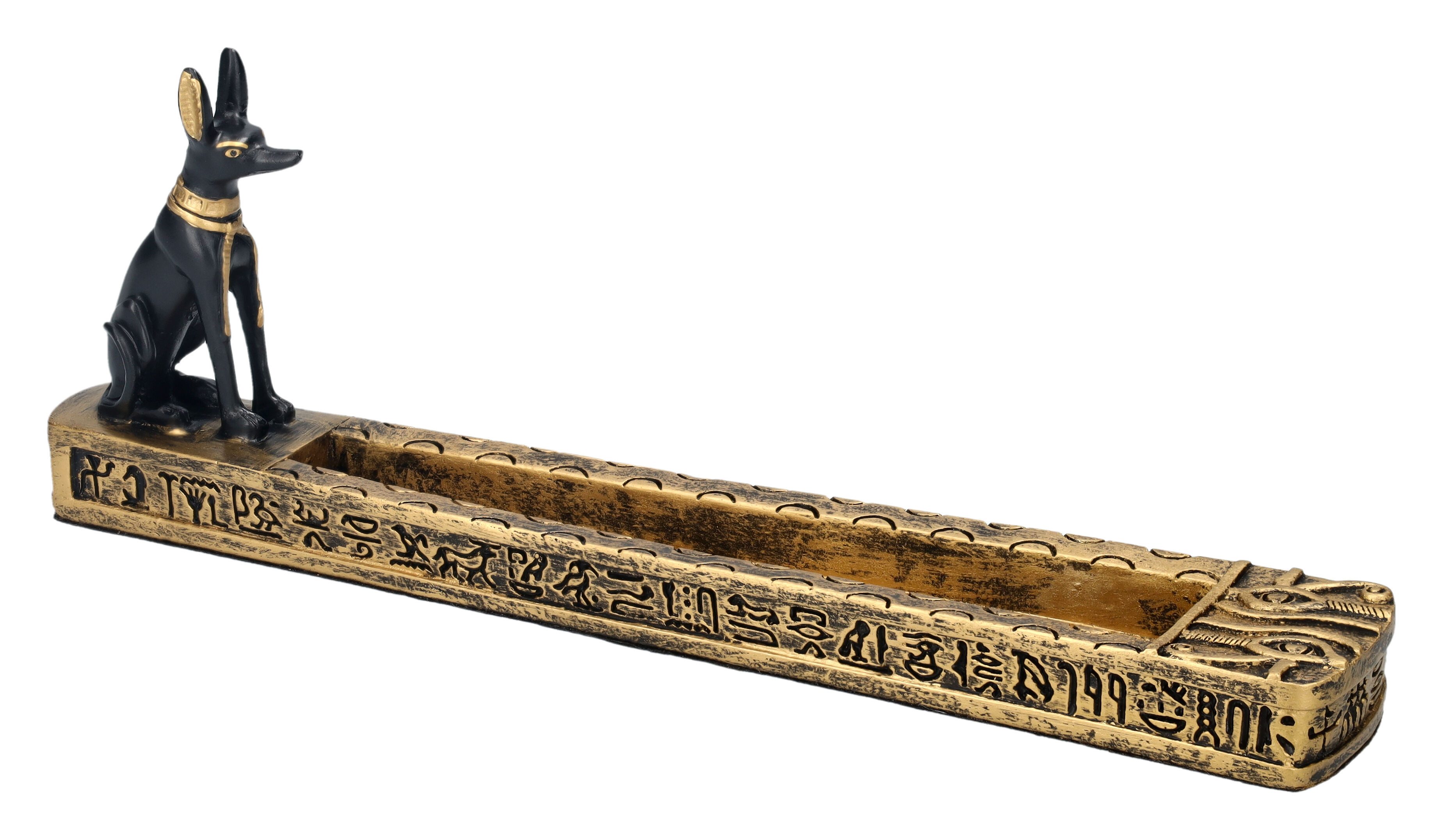 Figuren Shop GmbH Räucherstäbchen-Halter Räucherstäbchenhalter - Anubis sitzend - ägyptischer Gott Dekoration