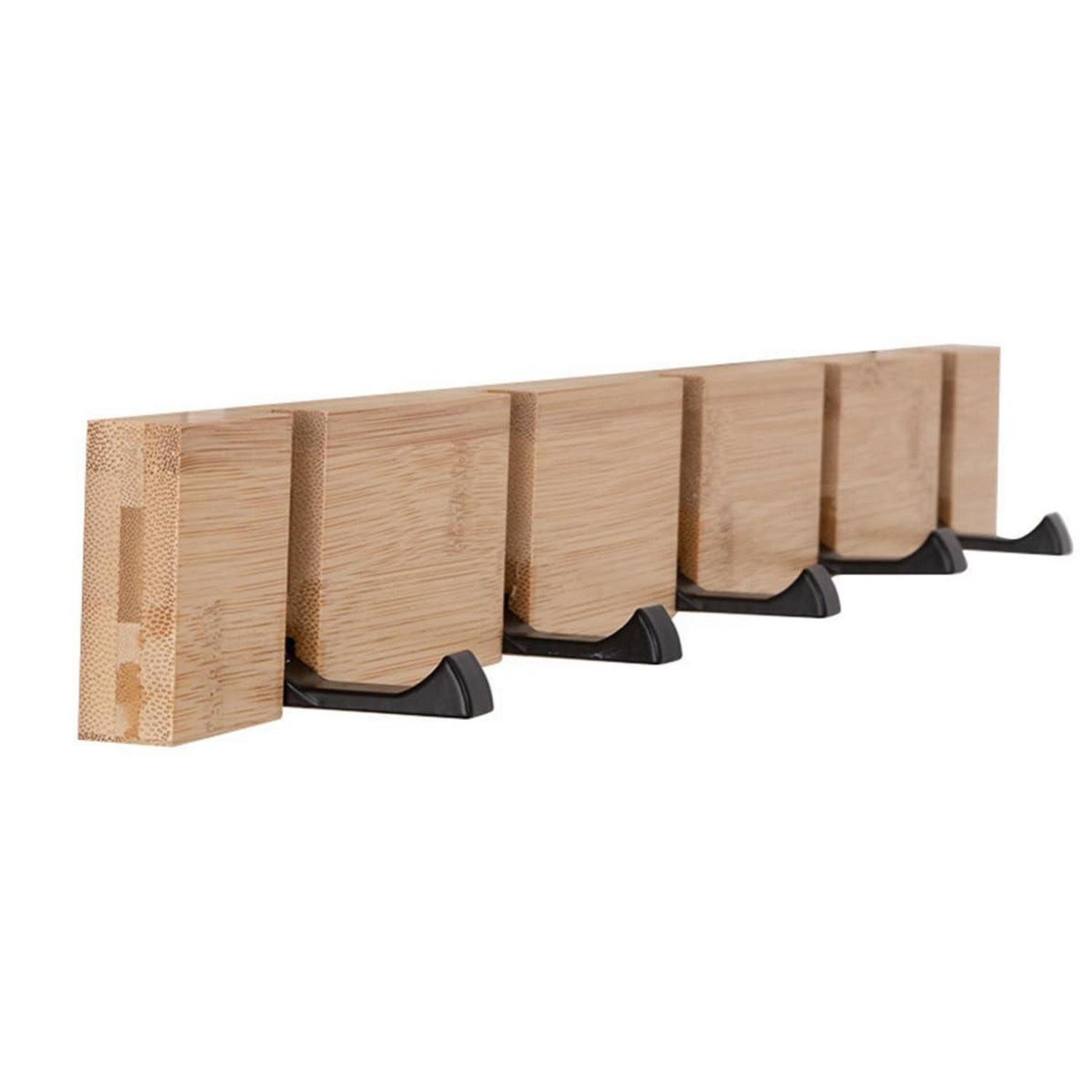 LuxusKollektion Klapphaken Garderobenhaken Bambus klappbar 5 Haken, (5-St)