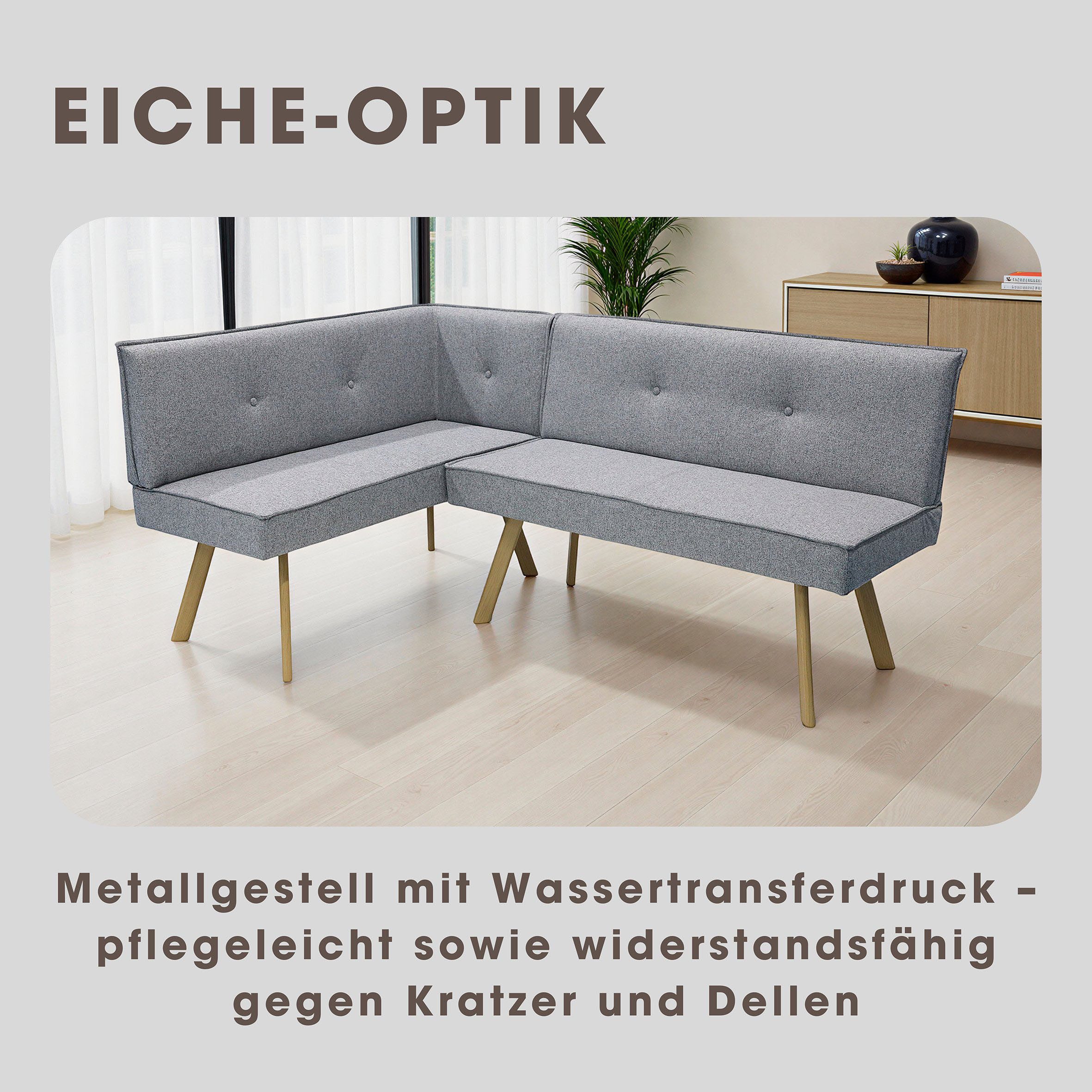 byLIVING Eckbank OTTAWA, Webstoff, Taschenfederkern, umlaufendem Keder und Zierknöpfen