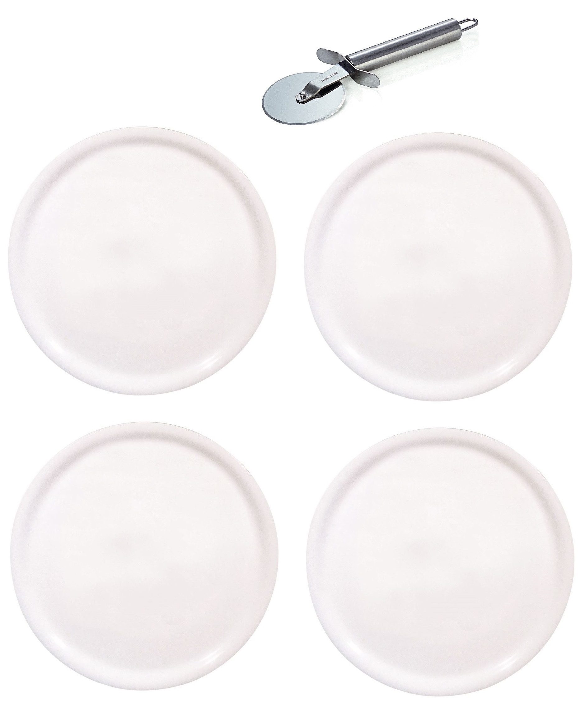 Saturnia Тарелка для пиццы Serie Napoli - im Set Inklusive Pizzaschneider, (2 St), Ø28 cm, Ø31 cm oder Ø33 cm, inkl. Pizzaschneider