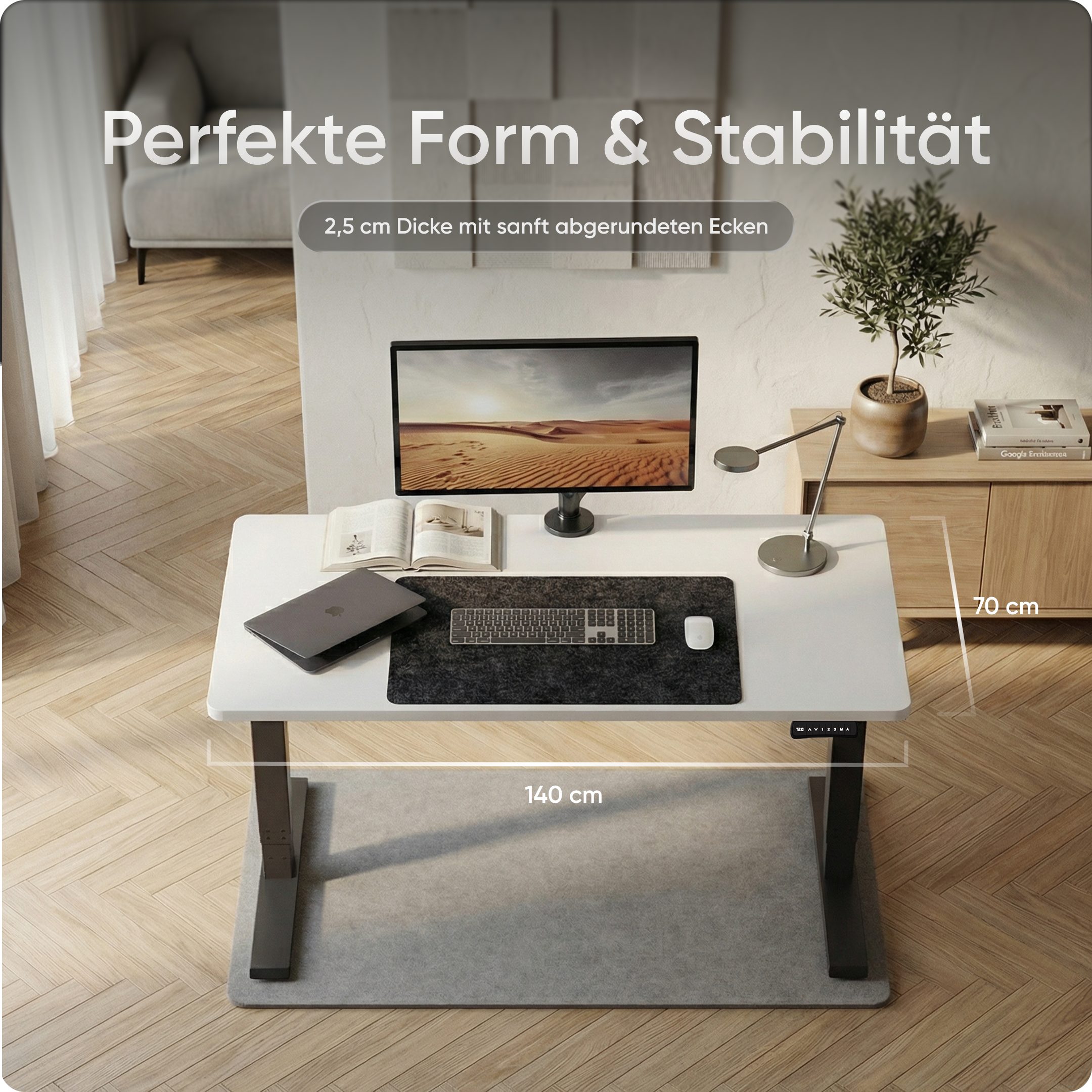 DESKSPACE Tischplatte Massive Tischplatte 25 mm – robust, wasserfest, pflegeleicht, 25 mm dick, melaminbeschichtet, wasserfest und montagefreundlich