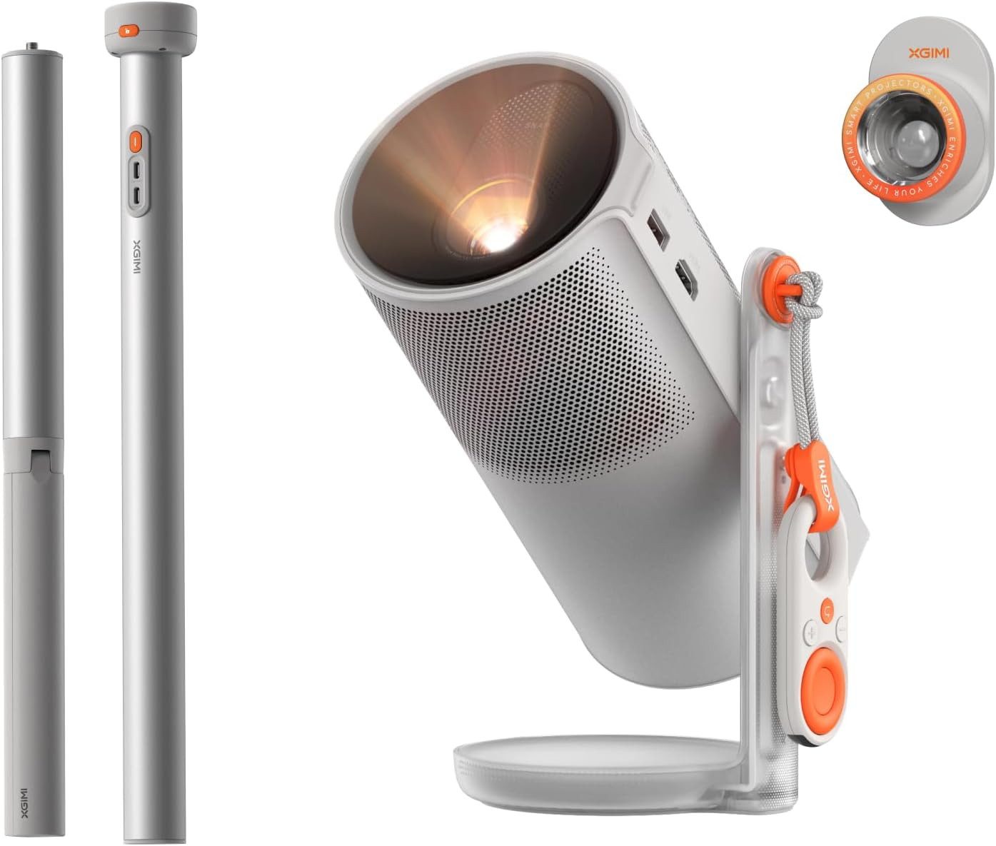 XGIMI MoGo 4 mit PowerBase-Ständer Portabler Projektor (1920 x1080 (1080P) px, Lizenziert von Netflix, integrierter um 360° verstellbarer Standfuß)