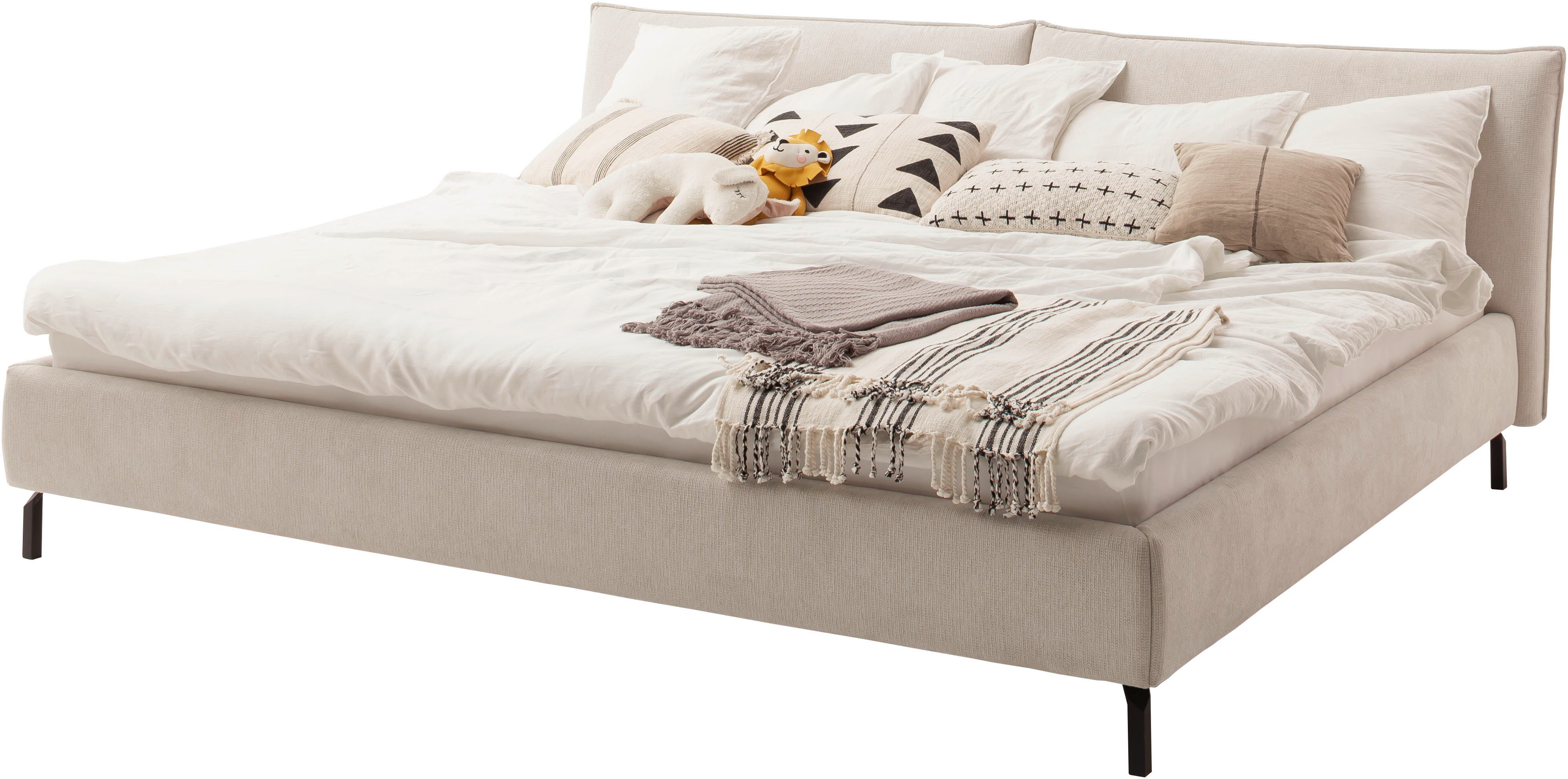 Home affaire Polsterbett Fionara, modernes Familienbett, Liegefläche 240x200 cm (2-tlg), inkl. 7-fache Einlegetiefenverstellung & saugroboterfreundliche Höhe