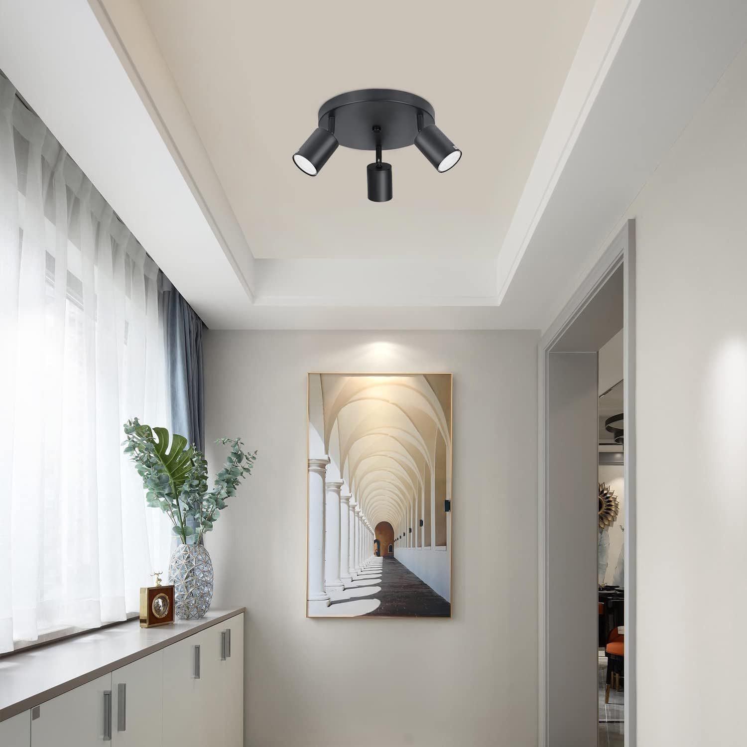 ZMH LED Deckenstrahler Modern Deckenleuchte- GU10 Drehbar Wandstrahler 350°Schwenkbar Flur, Einfache Installation, LED fest integriert, Modern Flurlampe Industrial Wandstrahler Schlafzimmer, 1/5/6 Flammig