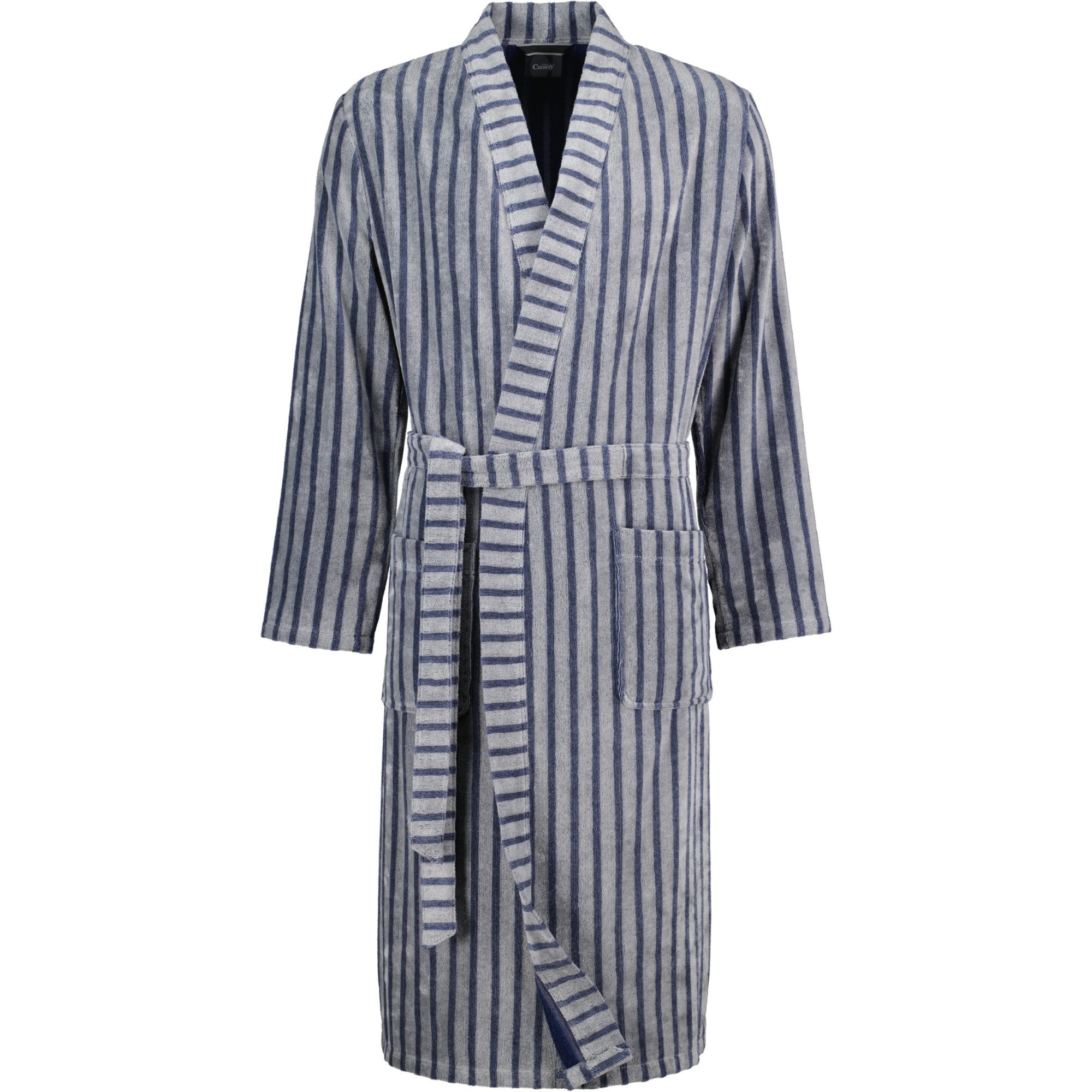 Cawö Herrenbademantel Streifen 5505 Kimono Velours, Kimono, 100% Baumwolle