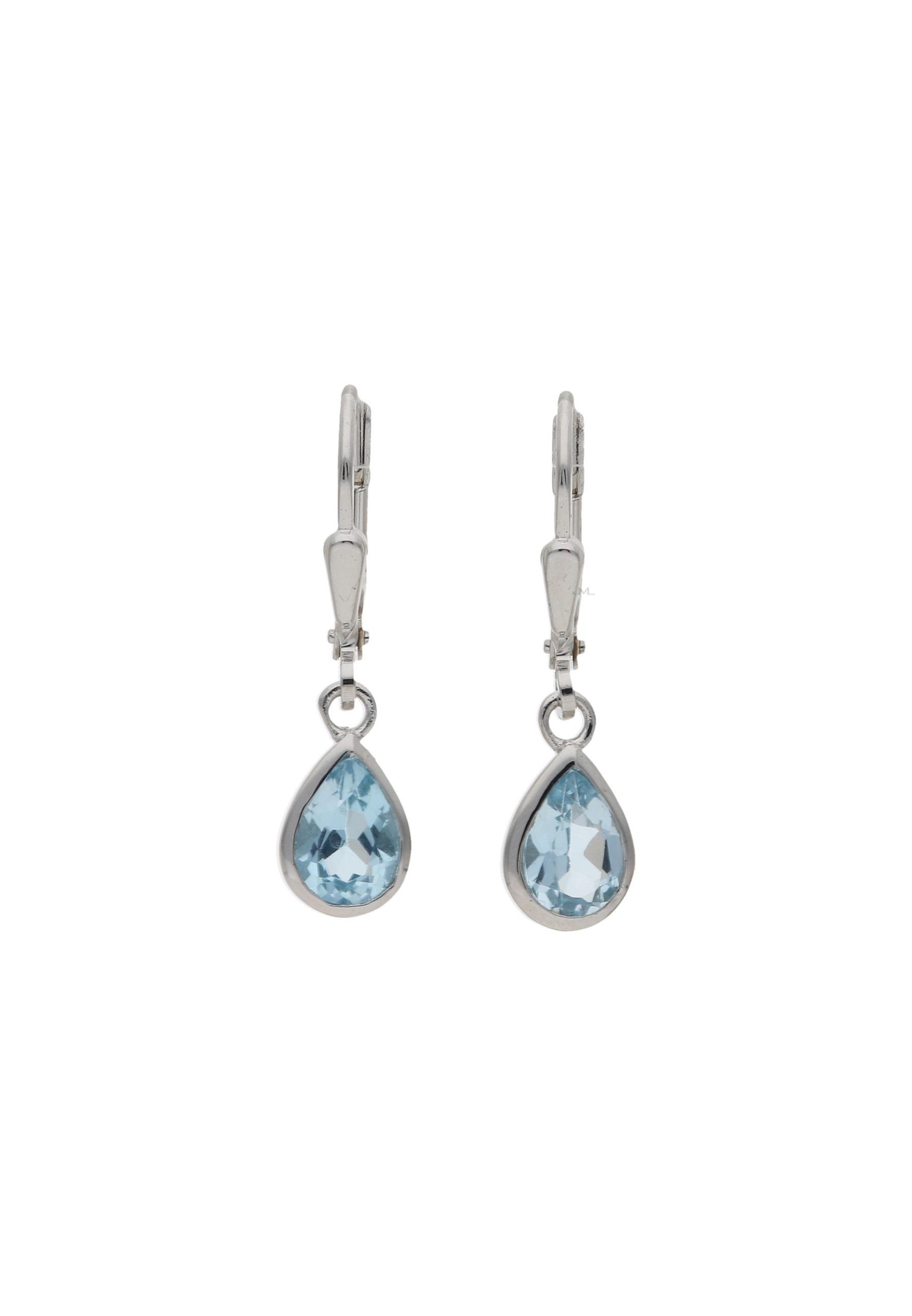 JuwelmaLux Paar Ohrhänger Ohrhänger Silber mit Blautopas (2-tlg), Damen Ohrhänger Silber 925/000, inkl. Schmuckschachtel