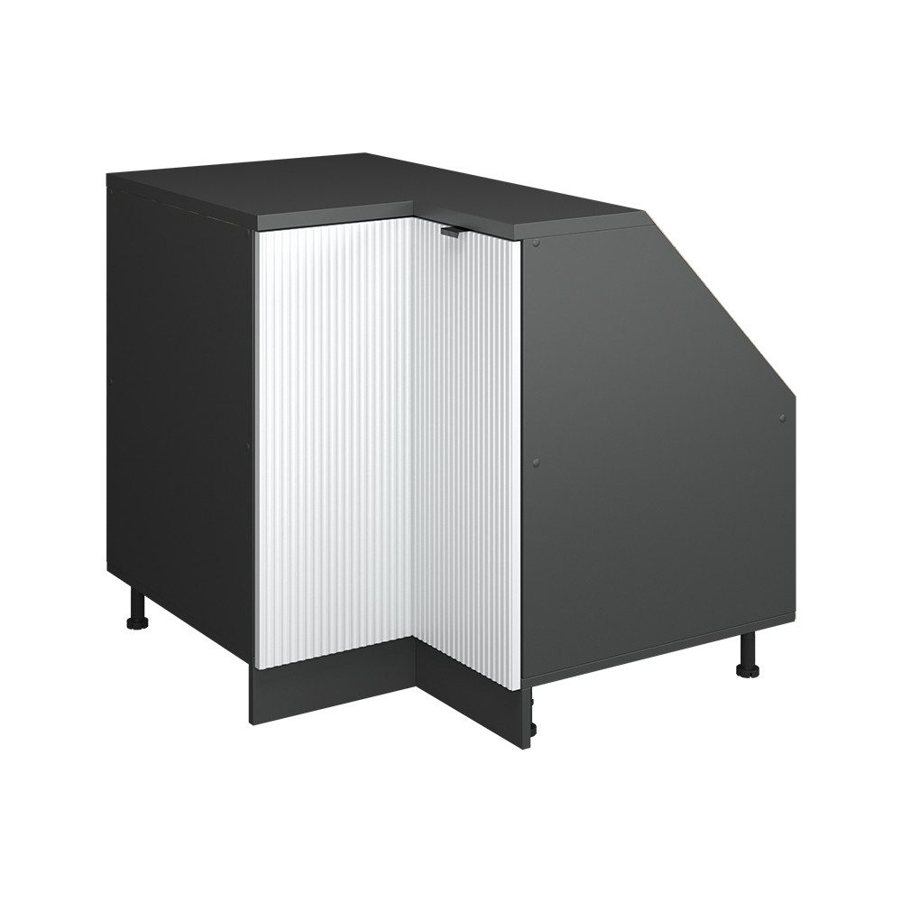Vicco Unterschrank R-Line, Weiß Riffel/Anthrazit, 75.6 cm mit 1 Tür, Schrankkorpus 6... (1-St)