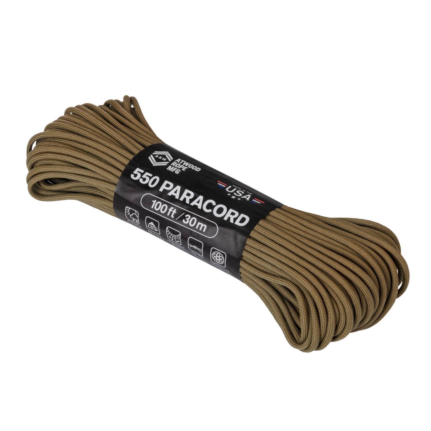 Helikon-Tex Paracord 550 Fallschirmschnur, 30m, Coyote, bis 250 kg belastbar Abspannleine (1-tlg)
