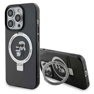KARL LAGERFELD Handyhülle iPhone 15 Pro Max aufstellbar Magsafe kompatibel schwarz 6,7 Zoll, Kantenschutz