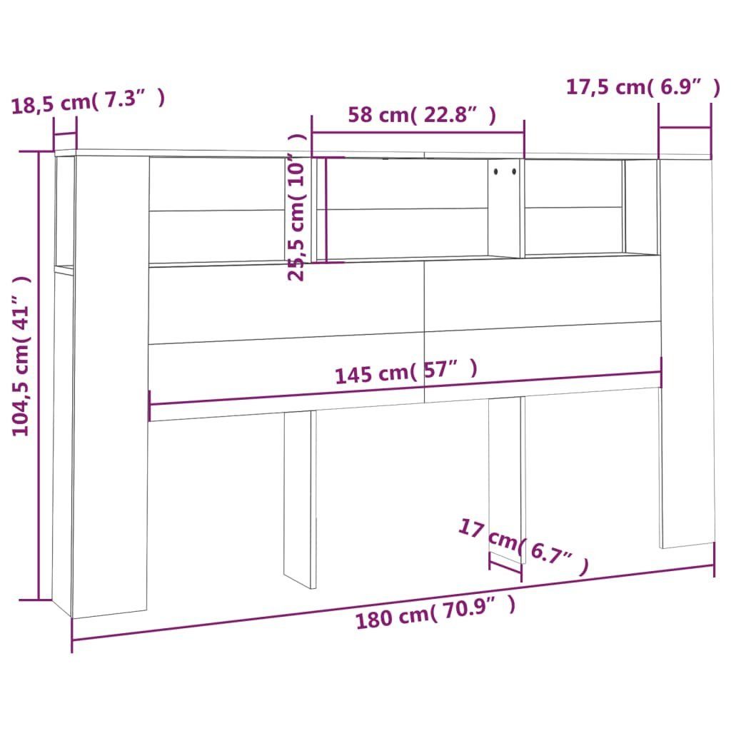 cm, St) 180x18,5x104,5 Kopfteil Weiß (1 mit Ablagen vidaXL Kopfteil