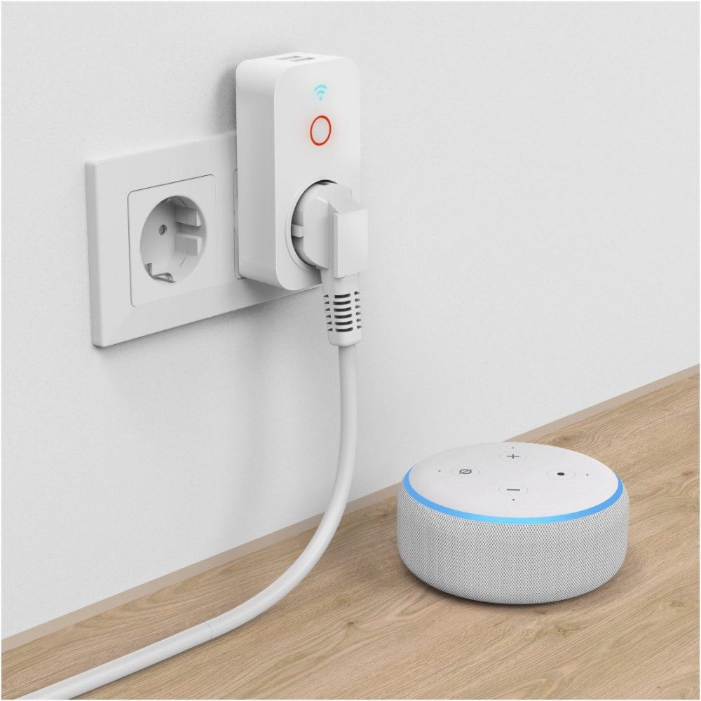 Hama Hama USB WLAN-Steckdose mit App-Steuerung und USB-Anschlüssen. Smart-Home-Steuerelement, Kompatibel mit Amazon Alexa