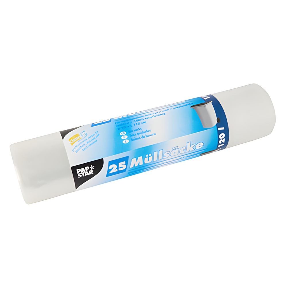 PAPSTAR Müllbeutel Müllsäcke, LDPE 120 l 110 cm x 70 cm transparent 45 my 125 Stk