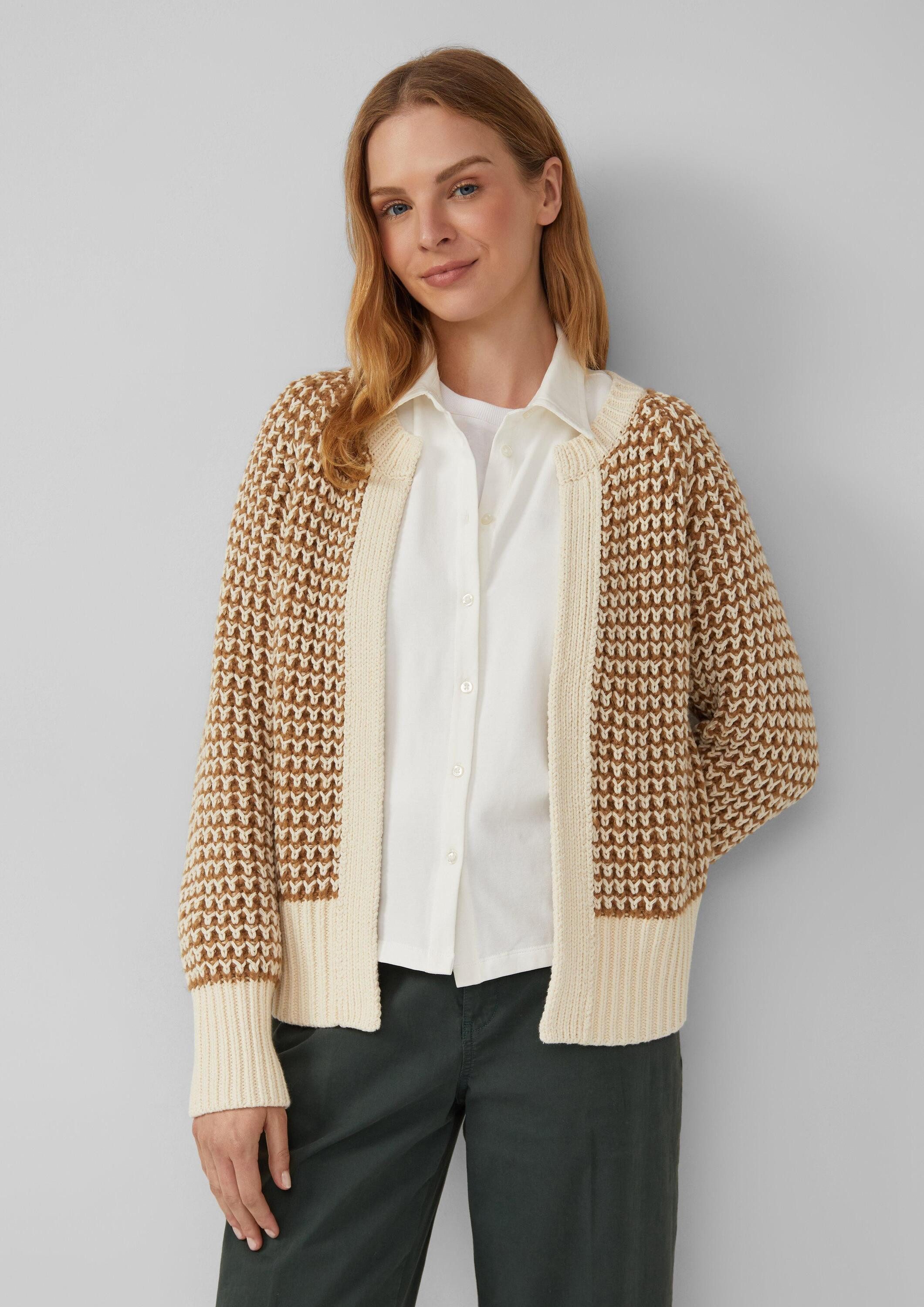 s.Oliver Cardigan Strickjacke Gemusterte Strickjacke mit Raglanärmeln im Re günstig online kaufen