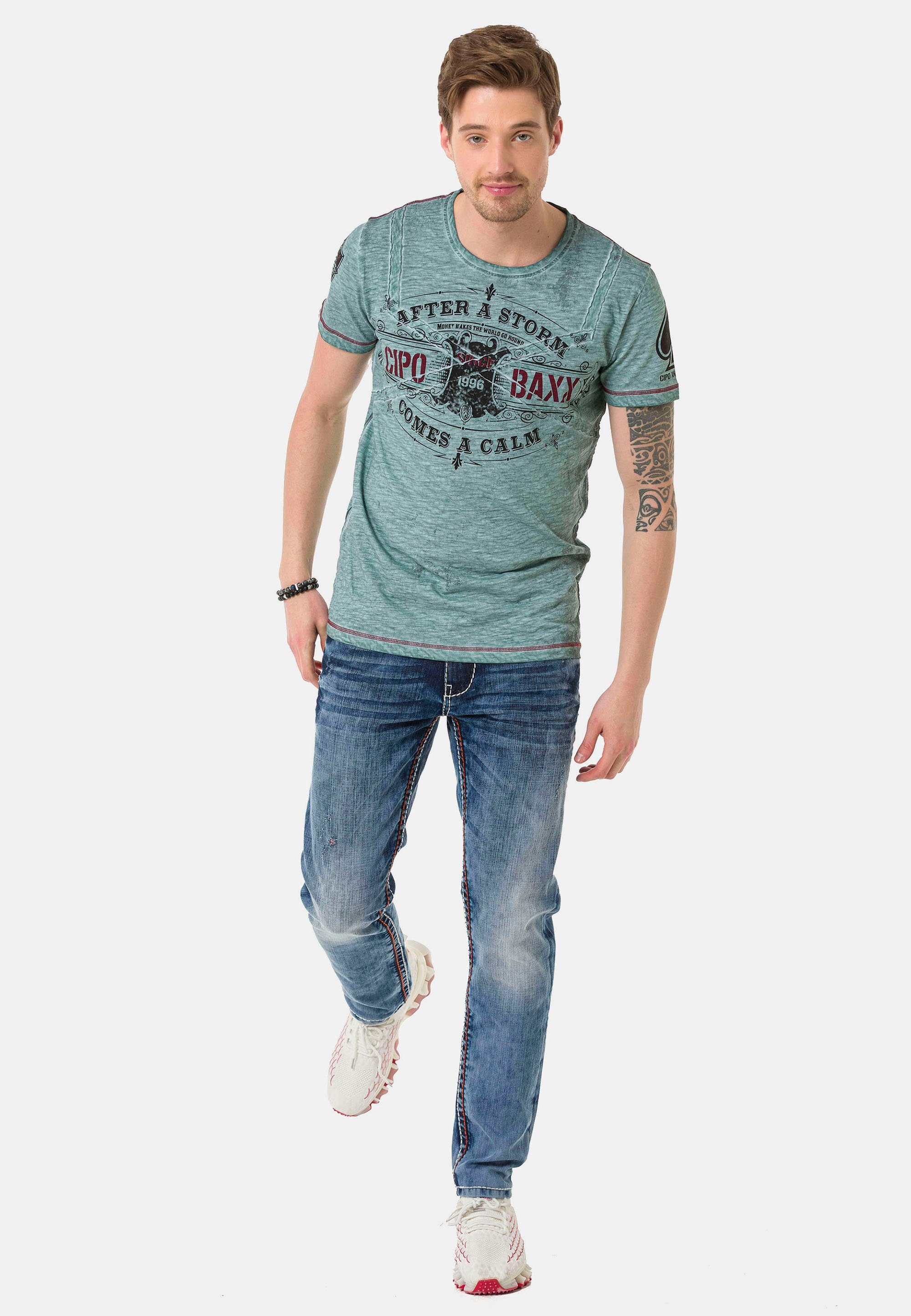 Cipo & Baxx VintageLook mint T-Shirt im