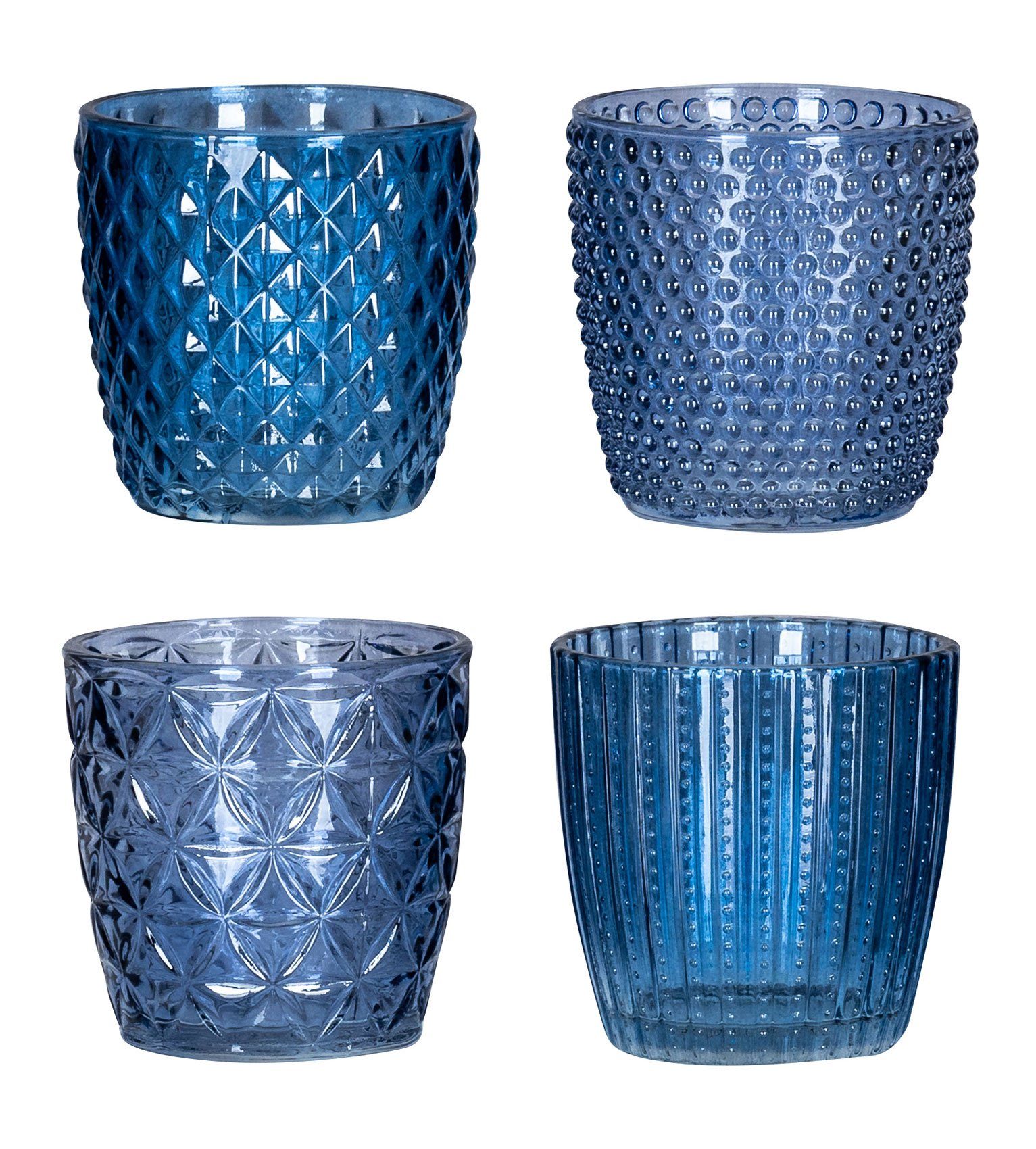 Levandeo® Настільні лампи, 4er Set Windlicht H7,5cm Glas Blau Настільні лампи Tischdeko Kerzen