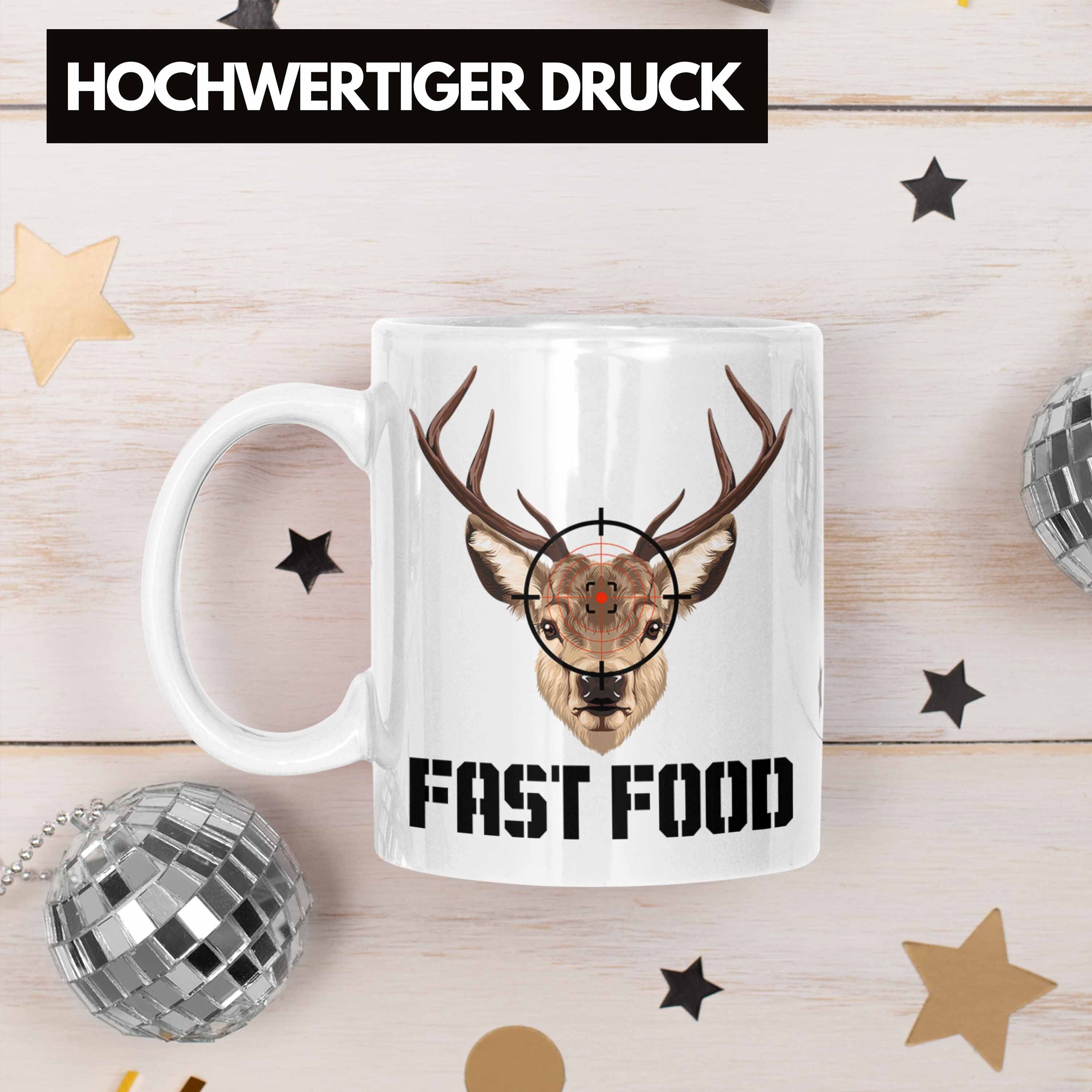 Trendation Tasse Lustige Ges Jäger für Jagd "Fast Geschenkidee Food" Weiss Spruch Tasse Jagen
