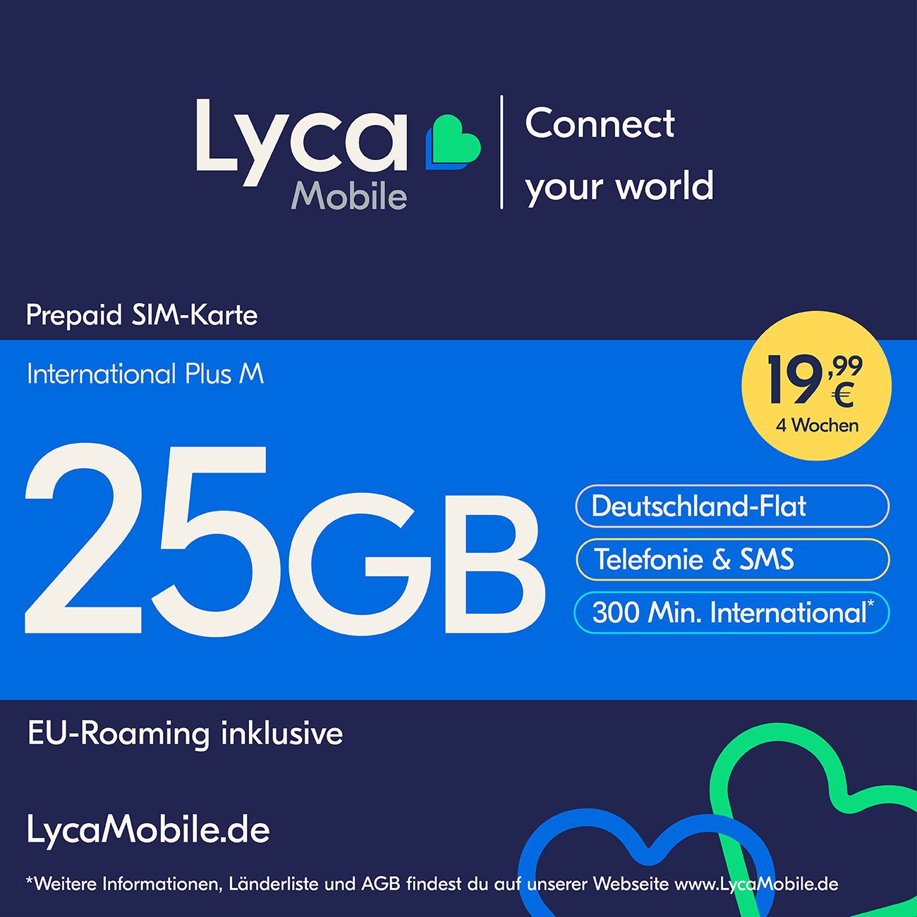 International Plus M Prepaid SIM Karte ohne Vertrag Prepaidkarte
