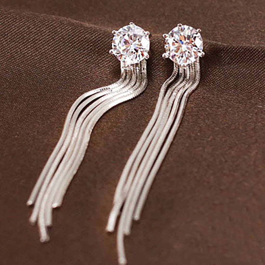 Zirkonia Quasten Shape POCHUMIDUU S925 Ohrhänger Paar Design Kristall Ohrringe Blumen Silber