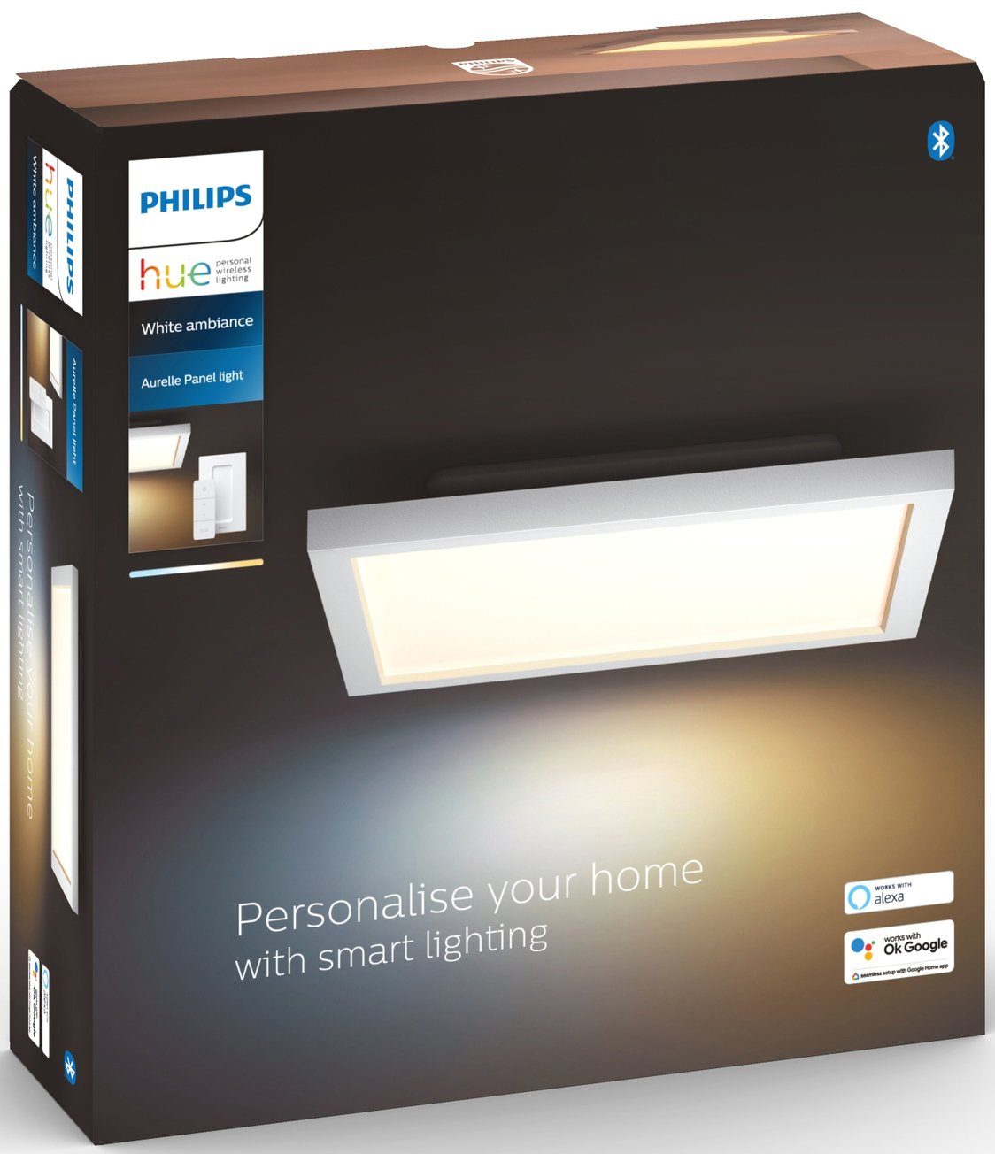 Philips Hue LED Deckenleuchte Aurelle, LED Warmweiß, fest 60x60x4,6 integriert, Dimmfunktion